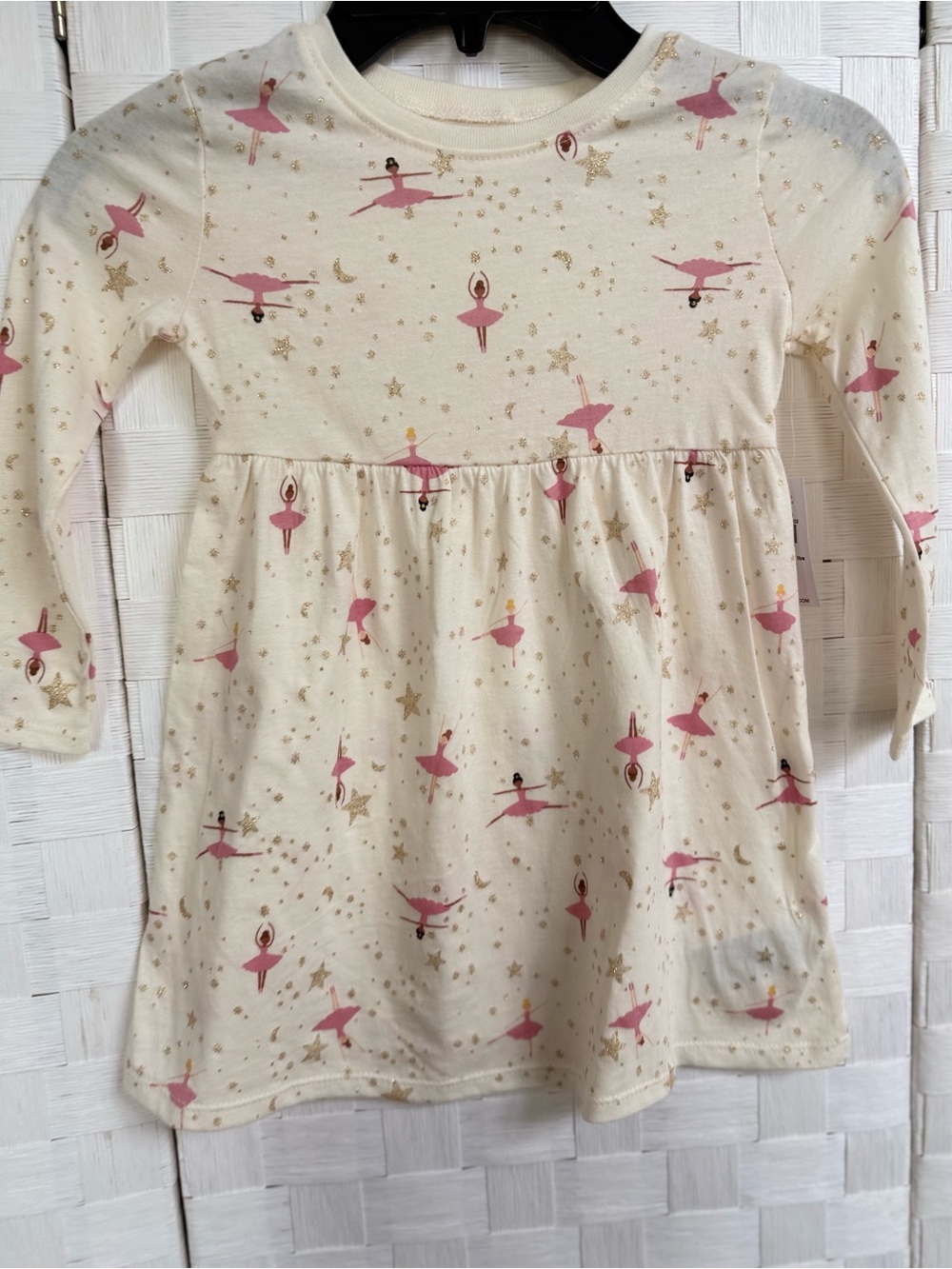 Old Navy Girls Ballerina Ballet Dress 2T Pink Gold Stars NWT